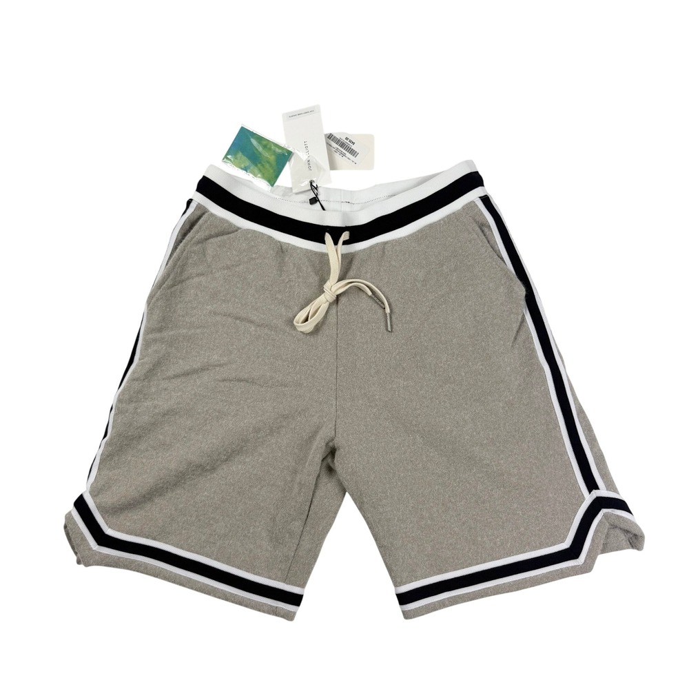 John Elliott Fur Terry Game Shorts Grey Black White Striped Size 1 S New $435